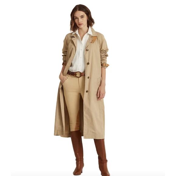Lauren Ralph Lauren Featherweight Twill Coat tan - M - Picture 1 of 13